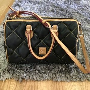 Black Quilted & Tan Leather Crossbody Purse